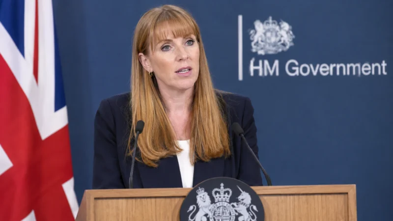 Angela Rayner speaking at a political event