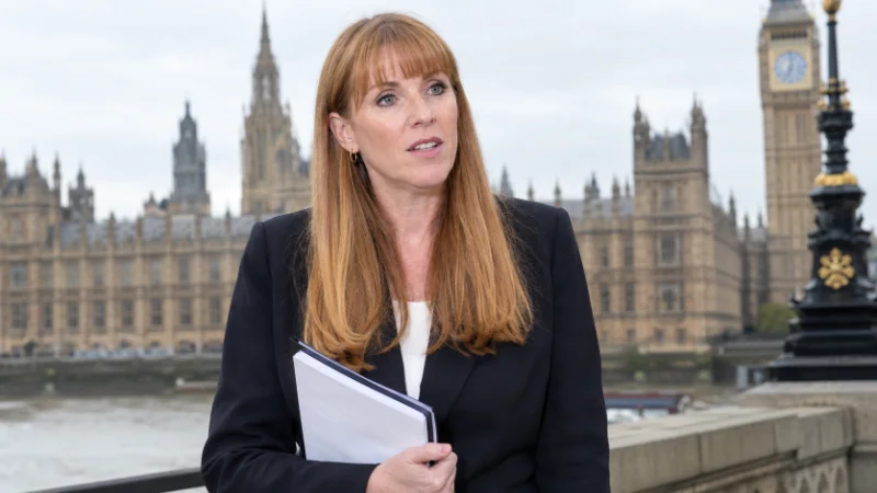 Angela Rayner outside the UK Houses of Parliament