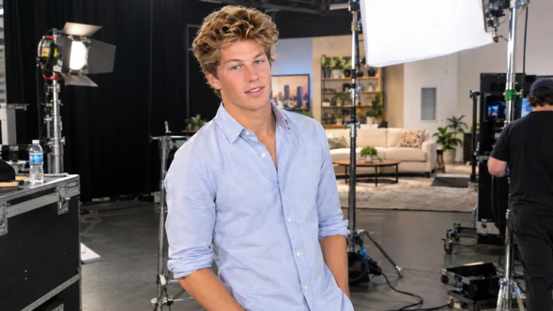 Ben Azelart on set during a television acting project