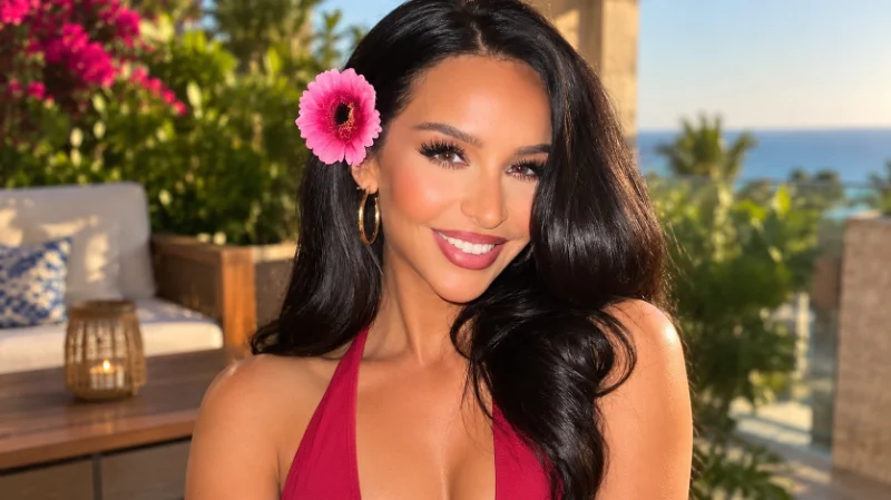 Carli Bybel filming a makeup tutorial at her beauty vanity