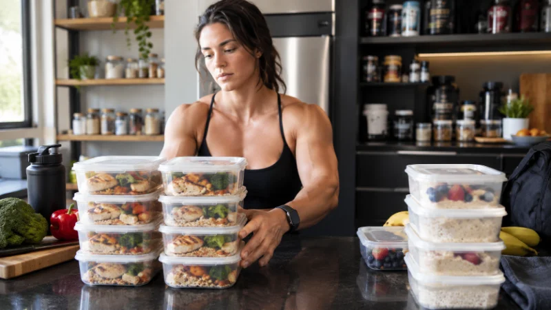 Vladislava Galagan preparing a meal as part of her diet routine
