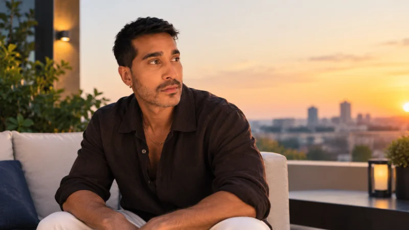 Lee Juggurnauth on a beachfront in Mauritius