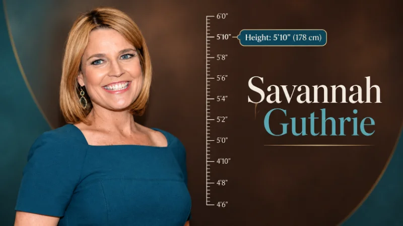 Savannah Guthrie standing on the Today show set in a tailored blazer