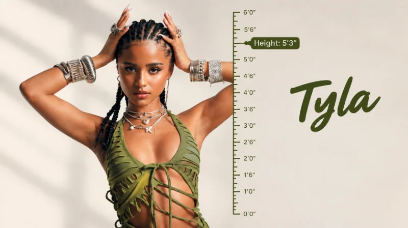 Tyla standing full length to show her height of 5 feet 3 inches